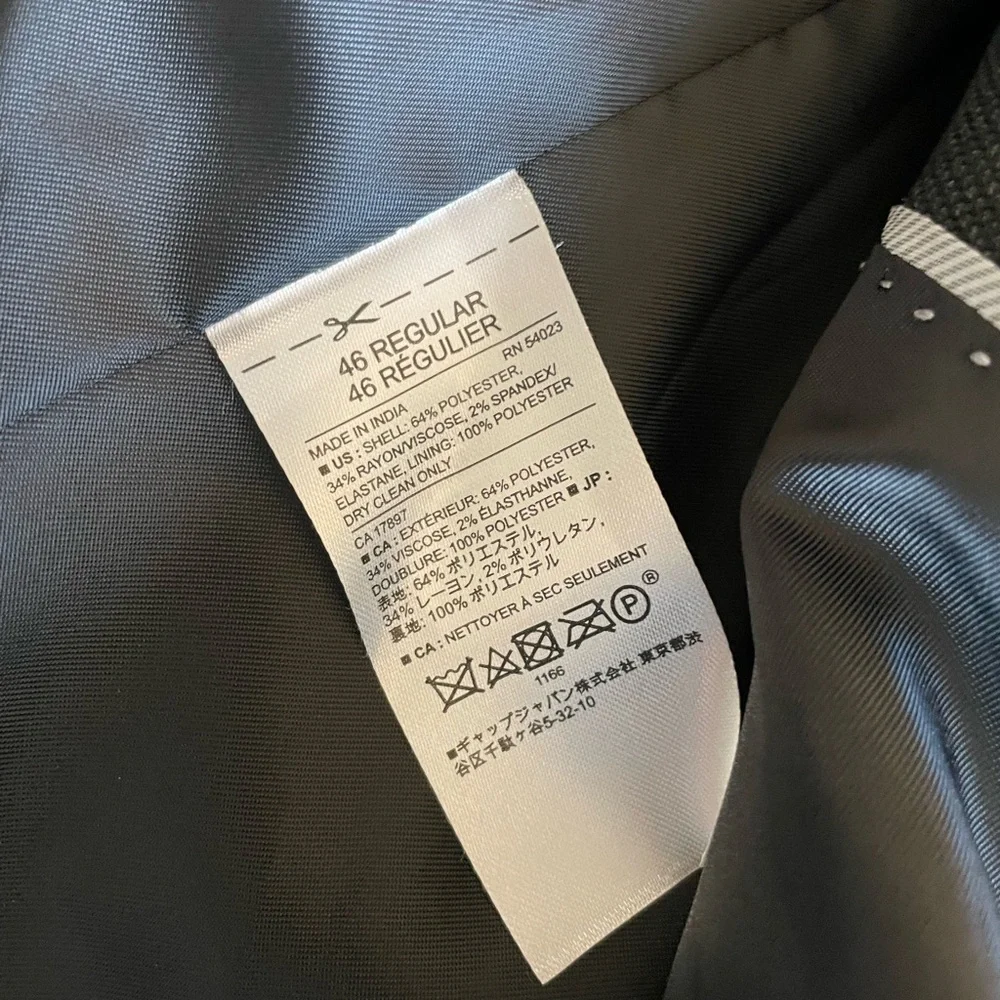 BANANA‎ REPUBLIC Standard Fit 2-Button Suit Jacket in Charcoal Size 46 R $398